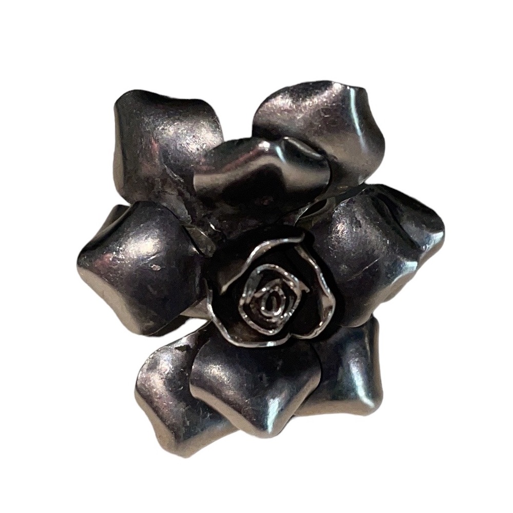Sterling Silver 925 Mexico Open Floral Rose Ring, Thick Band, Approx 8.25 - Picture 2 of 8